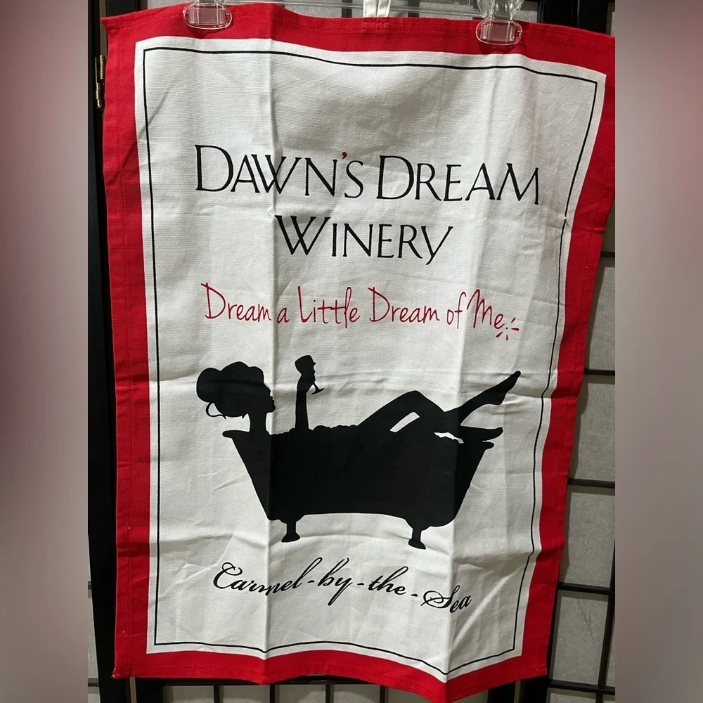 Dawn's Dream Winery Tea Towel - Red, White & Black SIZE 20”X 26”